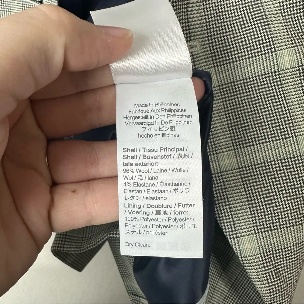 NEW J.Crew Mint Blue Gray Plaid Italian Stretch Wool Blend Devon Blazer Size 10
